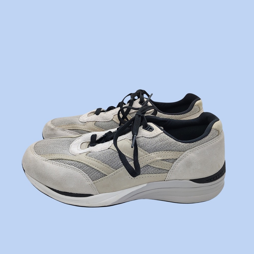 SAS Mens Journey Walking Shoes Beige Suede Mesh Lace Up 10.5M Sneakers